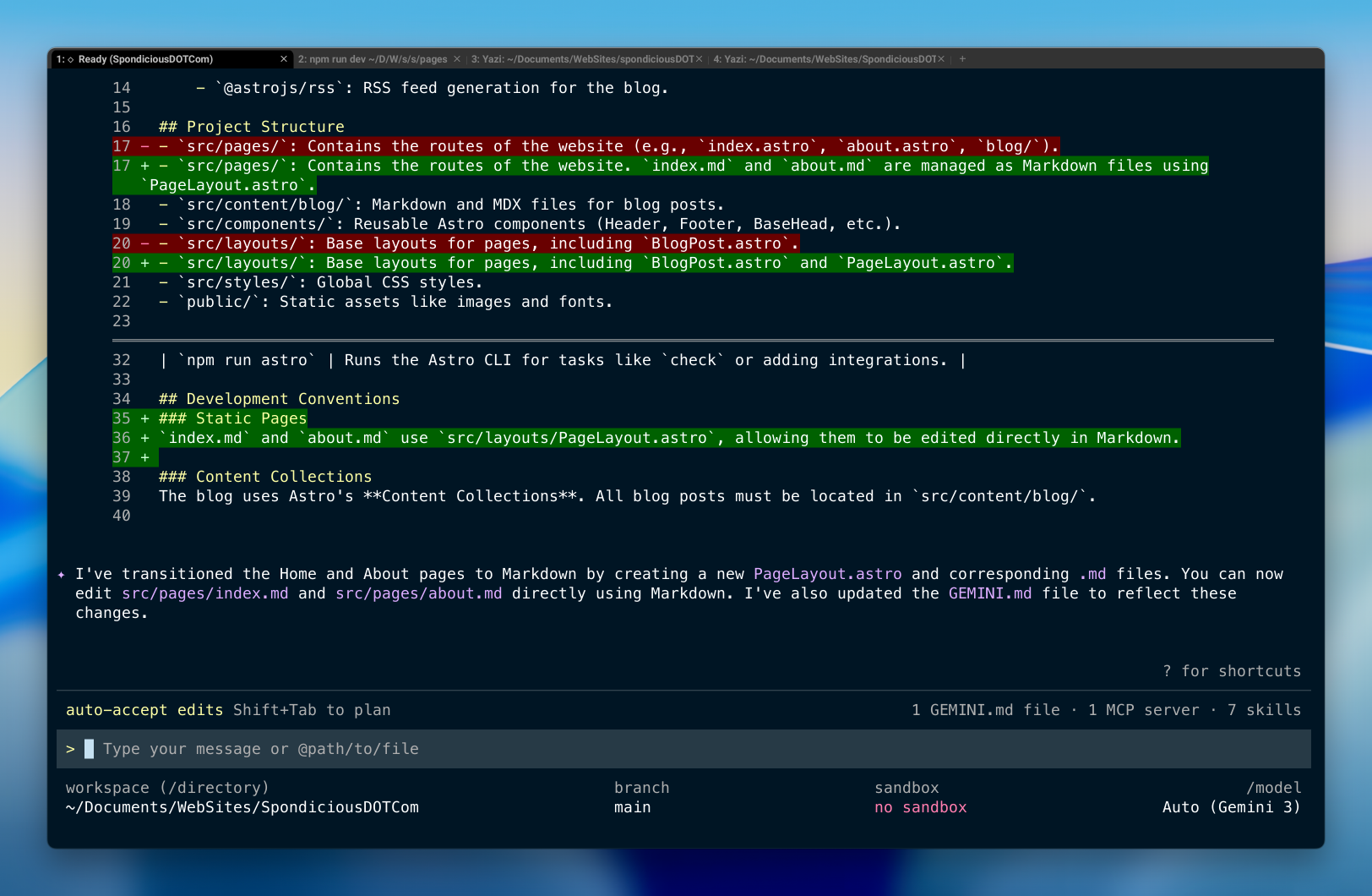Using Gemini in Wezterm