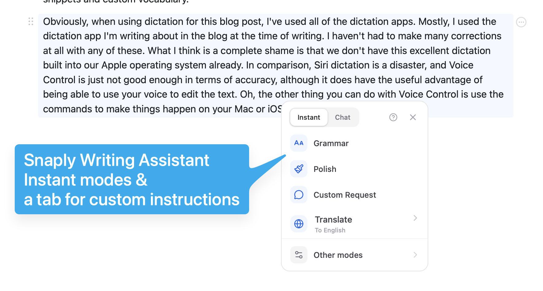 Snaply Writing Assistant